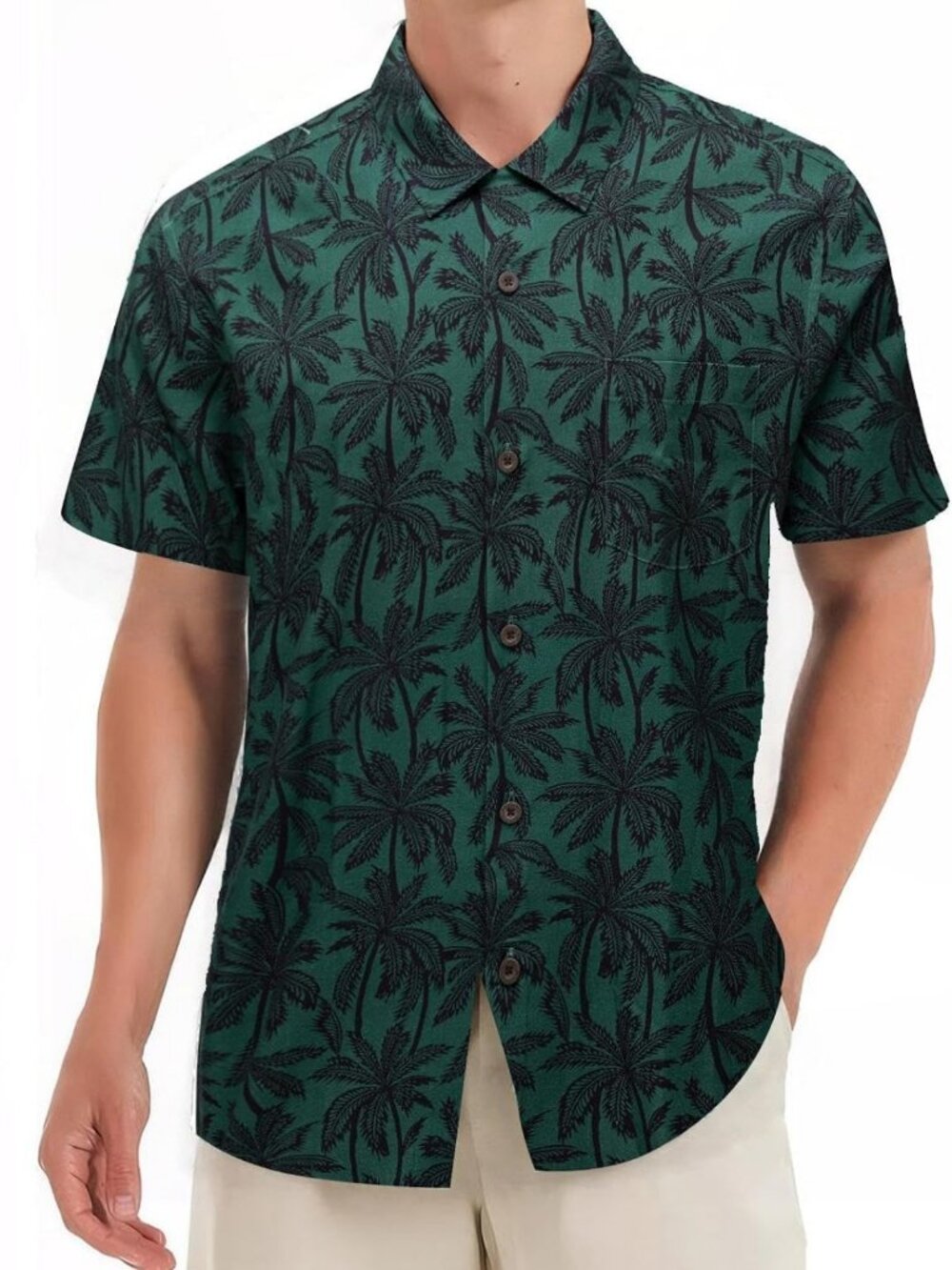 Men's Short Sleeve Silk Hawaiian Shirt - Tropical Print, Casual Summer Wear